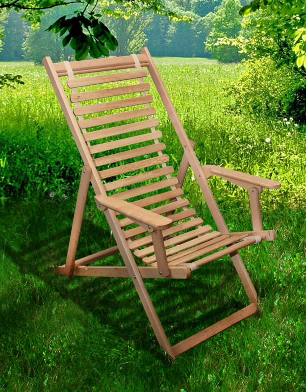 Купить кресло-Шезлонг раскладное деревянное, лежак Пикник  в .